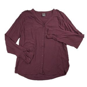 Ichi Marlene Maroon Button Up Blouse